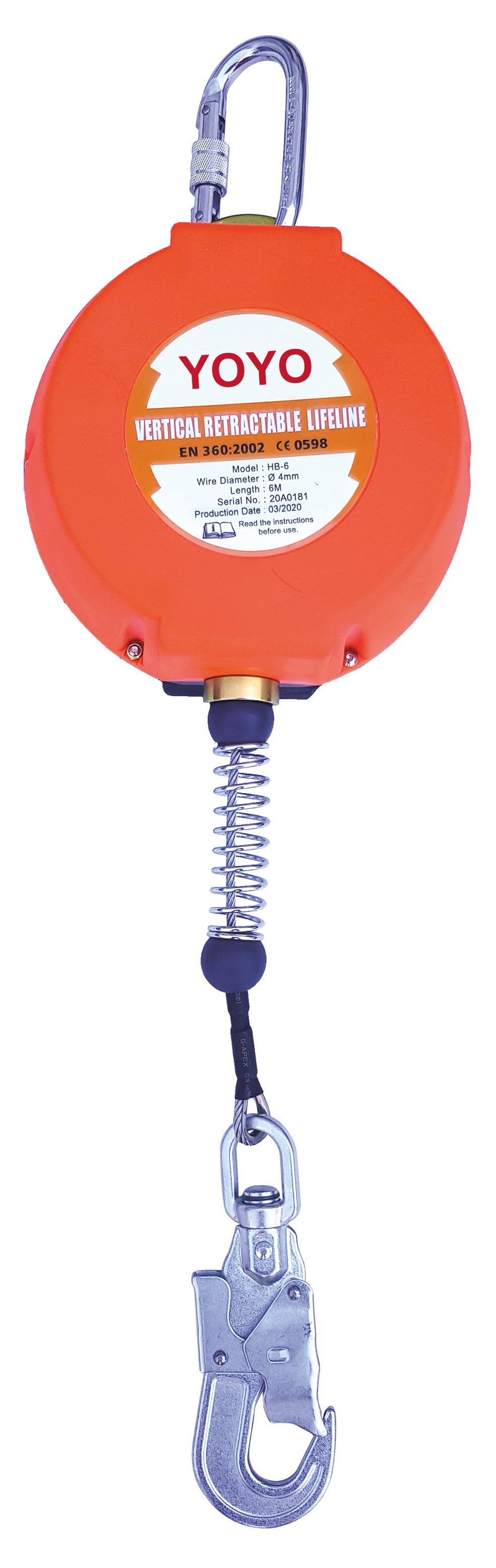KD06 Geri sarımlı Düşüş Durdurucu Çelik Halatlı 6 mt (YOYO) HARU  