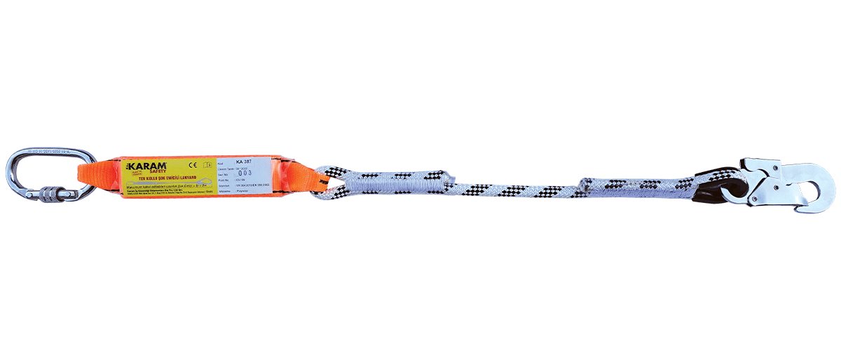 KA387  Şok Emici Tek İpli  Statik Halatlı Küçük Kancalı Karabinalı