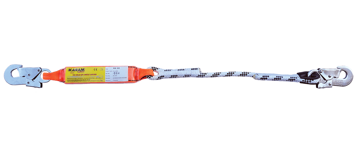KA385 Şok Emici Tek İpli Statik Halatlı Çift Kancalı