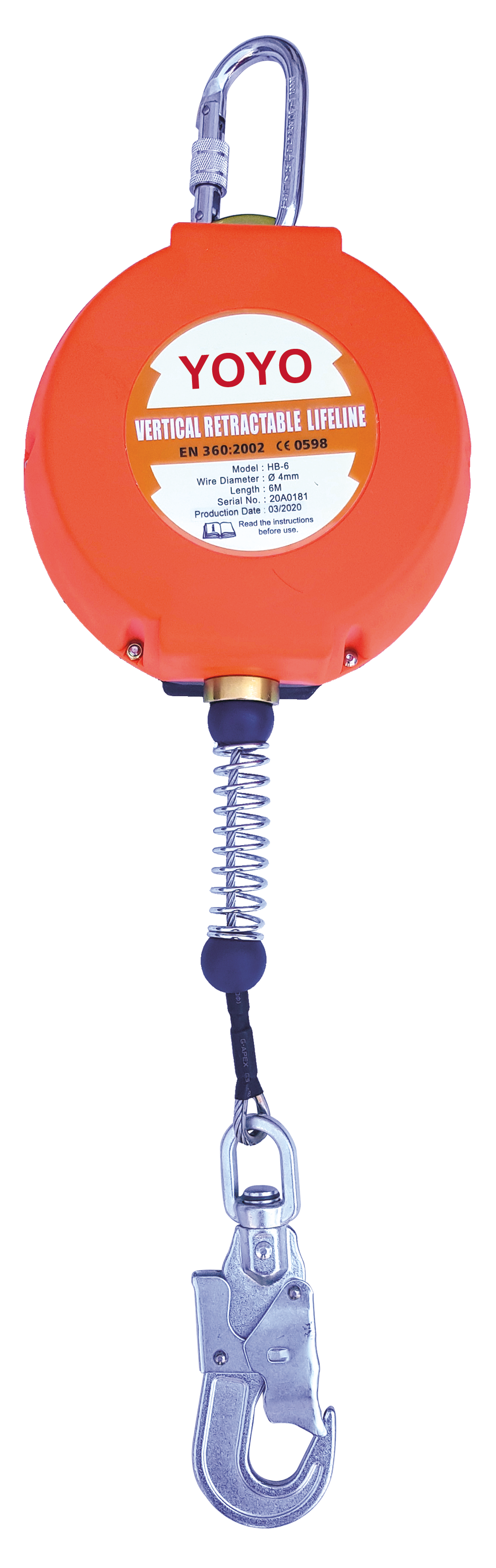 KD06 Geri sarımlı Düşüş Durdurucu Çelik Halatlı 6 mt (YOYO) HARU  