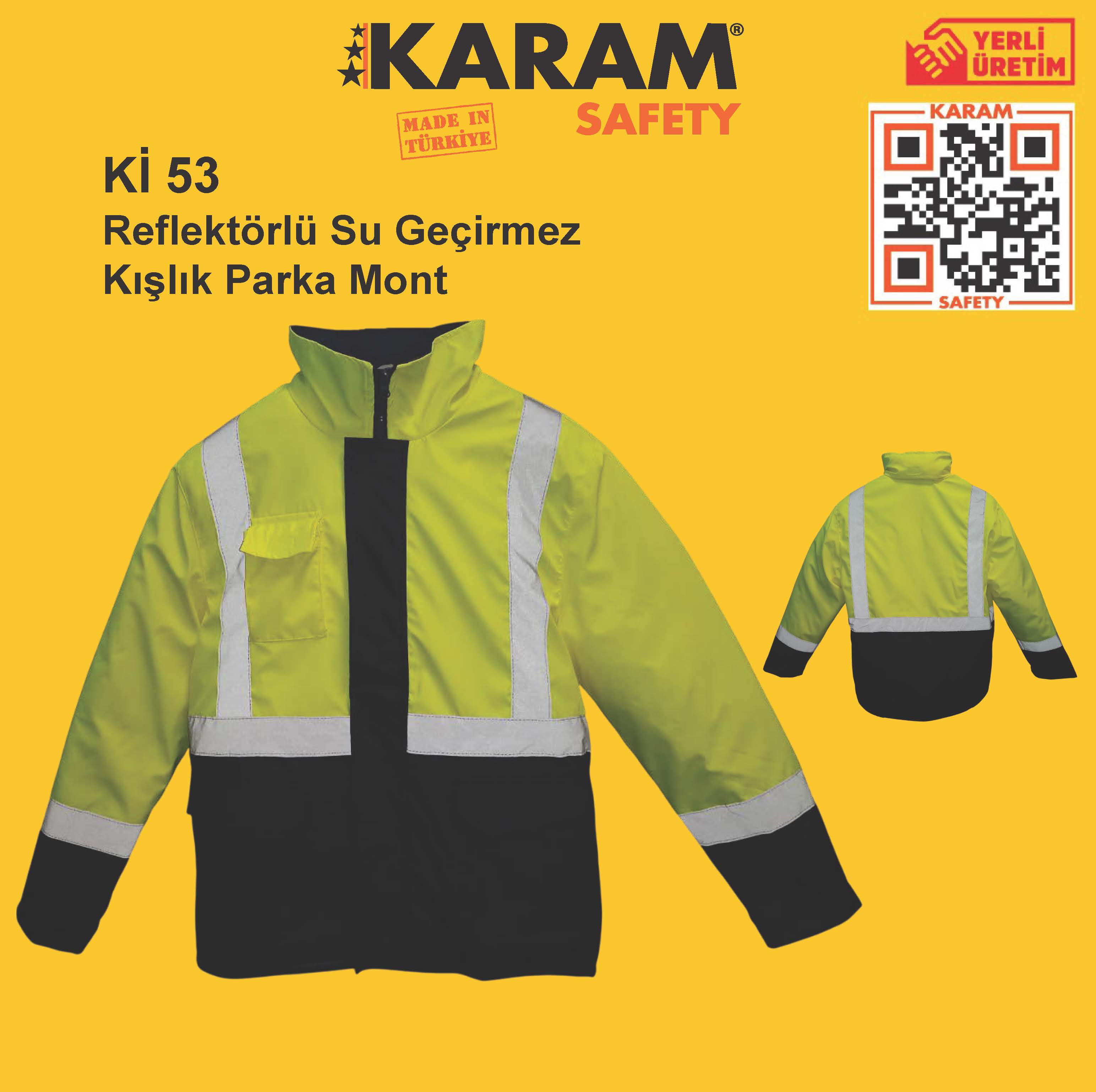 Kİ53 Reflektörlü Su Geçirmez Kışlık Parka Mont